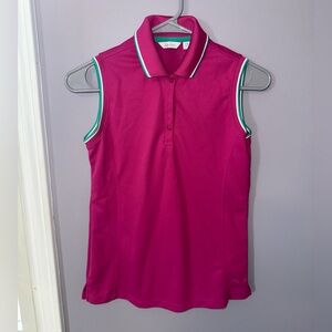 Lady Hagen Pink Fitted Sleeveless Golf Polo Tank